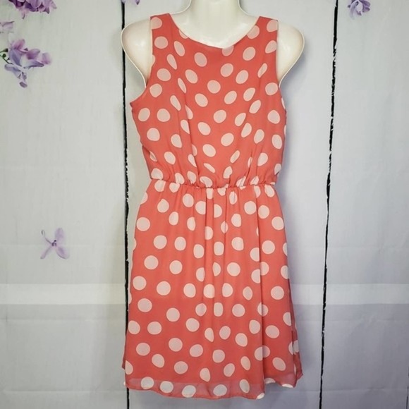 love on a hanger Dresses & Skirts - Love On A Hanger Polka Dot Chiffon Skater Dress S